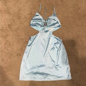 Hello Molly blue silk cut-out dress.